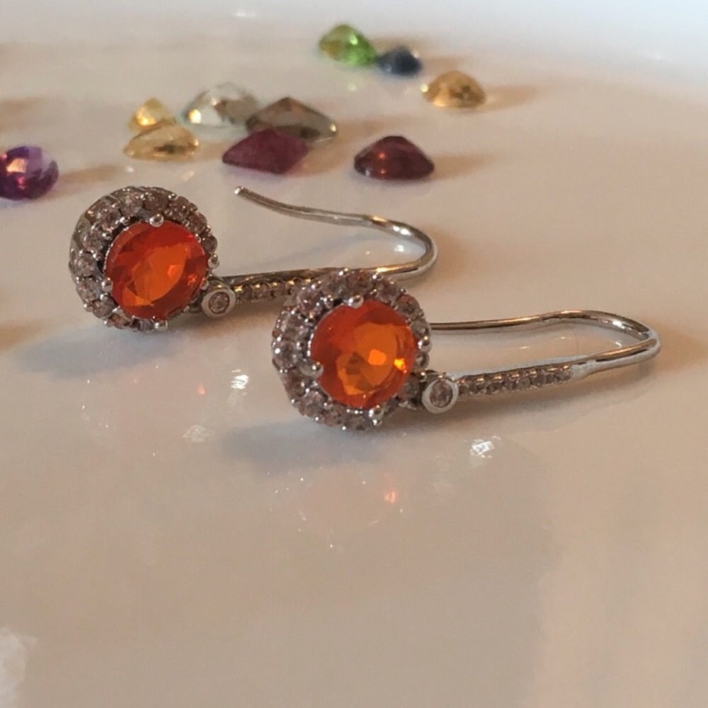 Rare Orange Welo Opal Earrings Sterling Silver